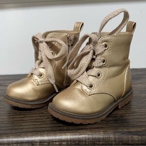 Cat & Jack Toddler Girls Gold Ankle Boots Size 5